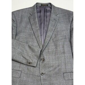 Jos A Bank Reserve X E. Thomas Italian Wool/Cashmere Gray Plaid Sport Coat 50R